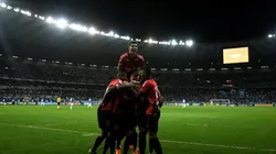 El festejo de los jugadores de Athletico Paranaense.