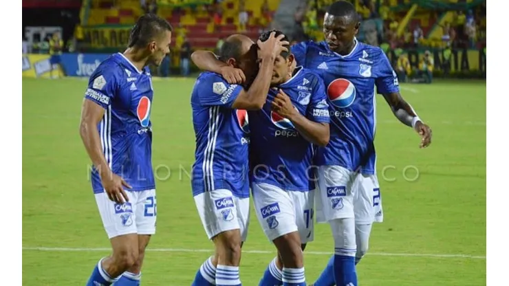 Así celebró Macalister Silva el gol que le anotó a Bucaramanga.