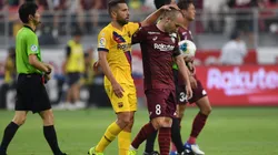 Foto de los jugadores de Barcelona e Iniesta.