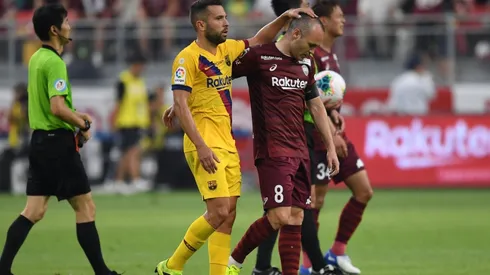 Foto de los jugadores de Barcelona e Iniesta.