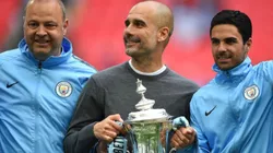 Guardiola, campeón en Inglaterra. (Getty)