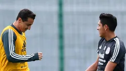 Andrés Guardado y Edson Álvarez, en un entrenamiento del seleccionado de México. (Foto: Getty)