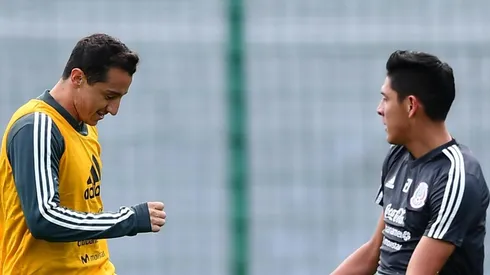 Andrés Guardado y Edson Álvarez, en un entrenamiento del seleccionado de México. (Foto: Getty)