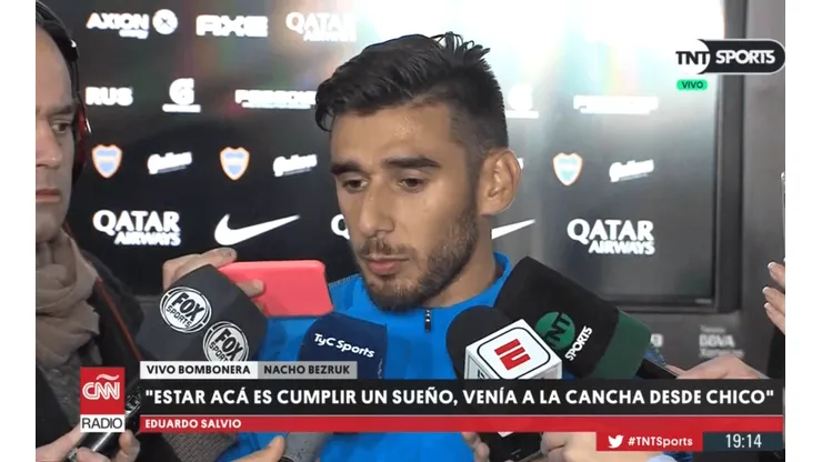Salvio en diálogo con la prensa. (TNT Sports)