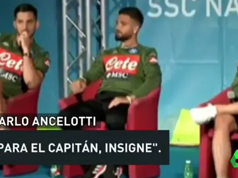 Ancelotti se infiltró en rueda de prensa y le preguntó a Insigne por qué juega mejor en Italia que en Napoli