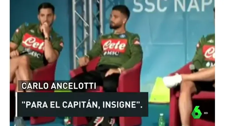 Ancelotti se infiltró en rueda de prensa y le preguntó a Insigne por qué juega mejor en Italia que en Napoli