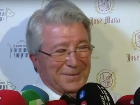 Entre risas, el presidente del Atlético Madrid habló sobre James Rodríguez