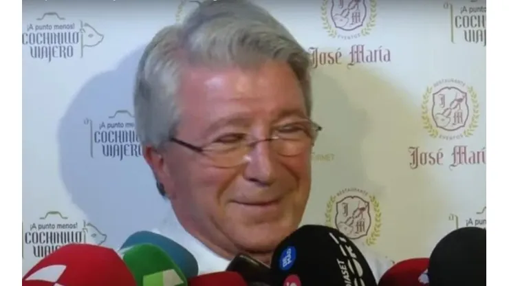 Entre risas, el presidente del Atlético Madrid habló sobre James Rodríguez