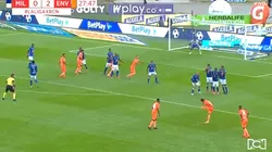 Otro golpe: Millos defendió mal y Alexis Zapata cumplió la 'ley del ex' para el 0-2 de Envigado