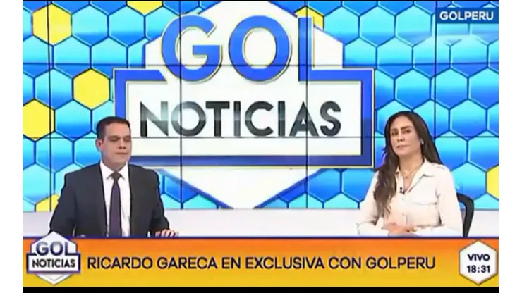 Bruno Ginocchio acompaña a Alexandra del Solar en el noticiero.