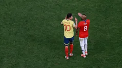 Foto de James Rodríguez y Arturo Vidal.