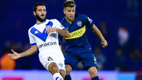 Matías Vargas en un partido frente a Boca.