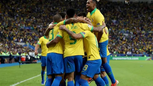 El festejo de los jugadores brasileños.