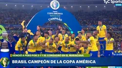 Las celebraciones del plantel de Brasil.