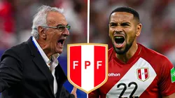 Jorge Fossati y Alexander Callens, técnico y defensa de Perú.