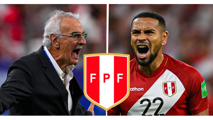 Jorge Fossati y Alexander Callens, técnico y defensa de Perú.