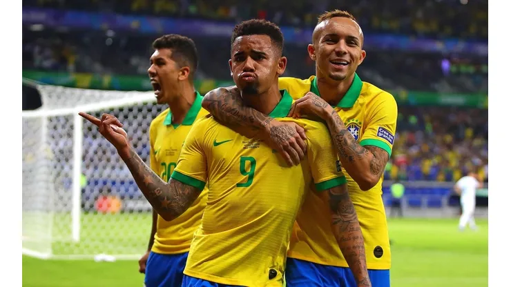 El festejo de los jugadores brasileños.