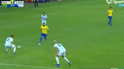 Foto de los jugadores de Brasil ante Argentina.