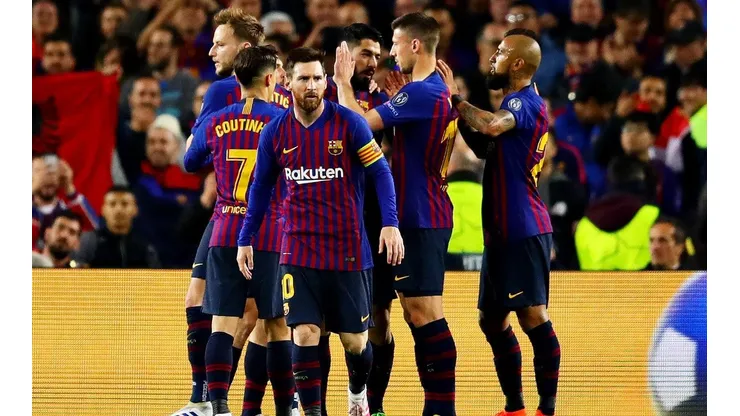 Foto de Lionel Messi y los jugadores de Barcelona.