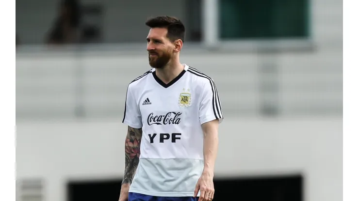 Messi en el entrenamiento de la Selección Argentina. (Getty)