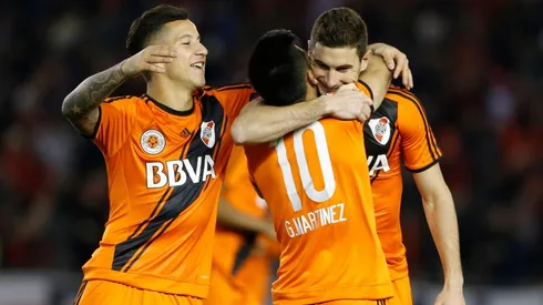 Los tres futbolistas, juntos en River. (Getty)
