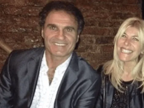 Tremenda foto vintage de Ruggeri con sus dos amores: su mujer y la Copa del Mundo