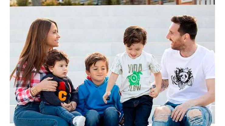 Messi junto a su familia.