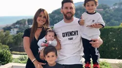Lionel Messi junto a su familia.