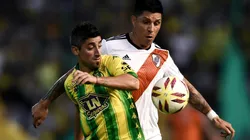 Matías Pisano en un partido ante River Plate.