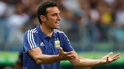 Lionel Scaloni durante el partido ante Qatar.