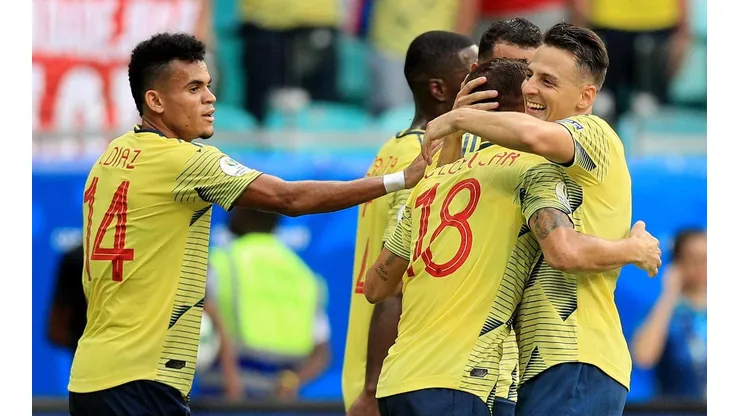 La alegría de los jugadores colombianos.