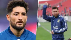 River está en Brasil alentando a Argentina: un hincha llevó una bandera para Messi y...¡Milton Casco!