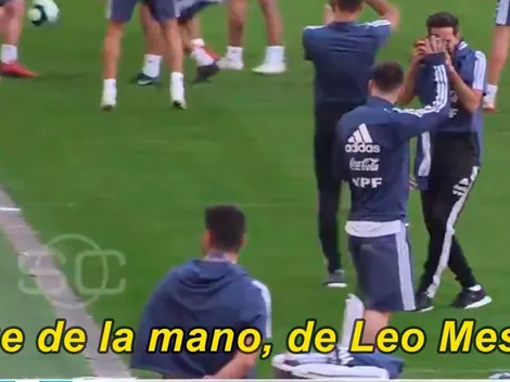 Argentina hizo práctica a puertas abiertas y la hinchada se sacó la garganta cantando por Messi