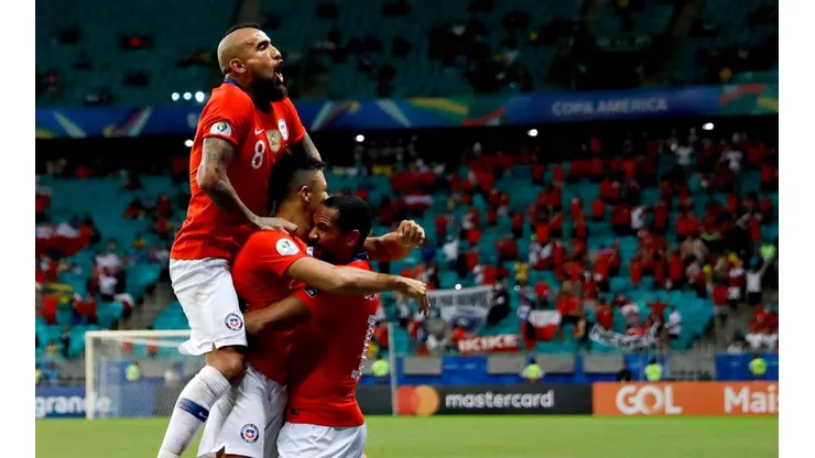 El festejo de los jugadores chilenos.