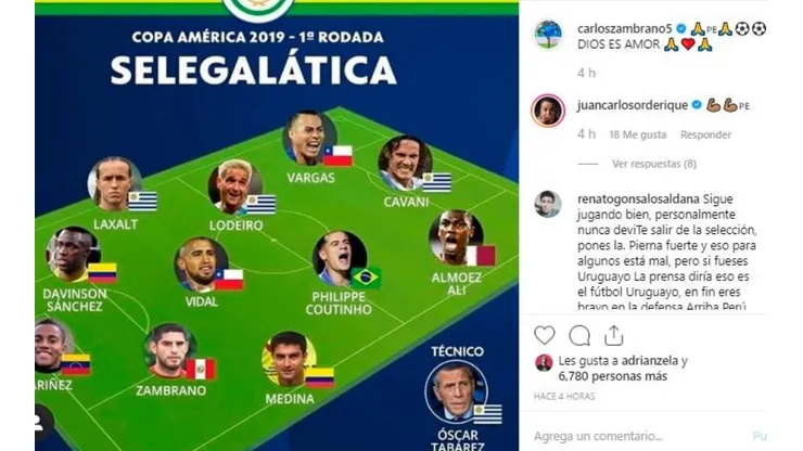 La selegaláctica coincide parcialmente con el once de la Conmebol.