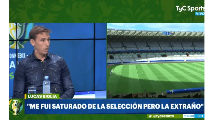 Foto de la entrevista de Lucas Biglia.
