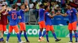 El festejo de Colombia tras la victoria en el debut contra Argentina.