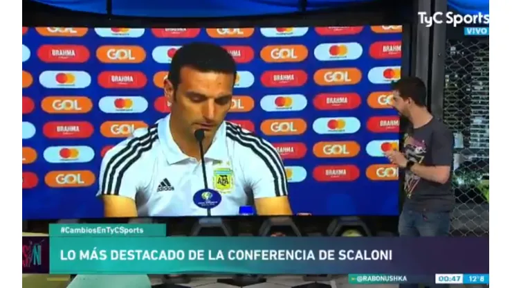 Todo en Tyc Sports: escuchó lo que dijo Scaloni, se re calentó y rompió una tele
