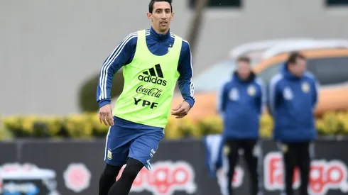 Di María entrenando con la Selección Argentina.