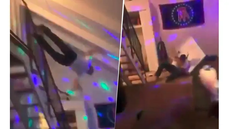 Video viral: se tiró por las escaleras, voló y partió al medio una mesa con la cabeza