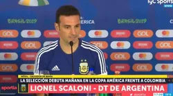 Lionel Scaloni en conferencia de prensa.