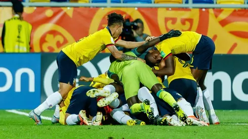 El festejo de los jugadores ecuatorianos.