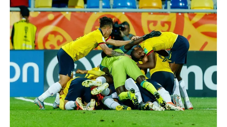 El festejo de los jugadores ecuatorianos.