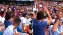 El mal momento que vivió un hincha del Barcelona en el Bernabéu.