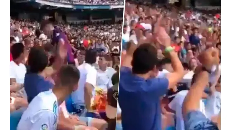 El mal momento que vivió un hincha del Barcelona en el Bernabéu.