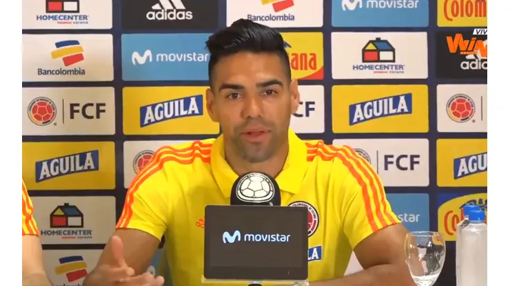 Radamel Falcao en la última conferencia de prensa de la Selección Colombia.