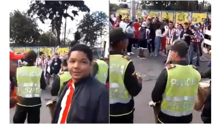 La Policía también se unió a la fiesta de la hinchada de Junior en Bogotá