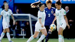 Foto de las jugadores de la Selección Argentina ante Japón.