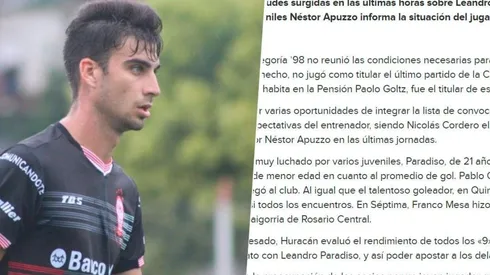 Paradiso y el comunicado de Huracán.