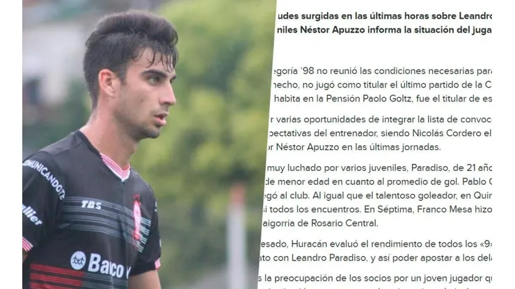 Paradiso y el comunicado de Huracán.